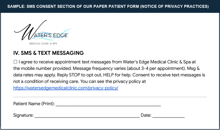 watersedgesmsconsentformsample Waters Edge Medical Clinic Waters Edge Medical Clinic